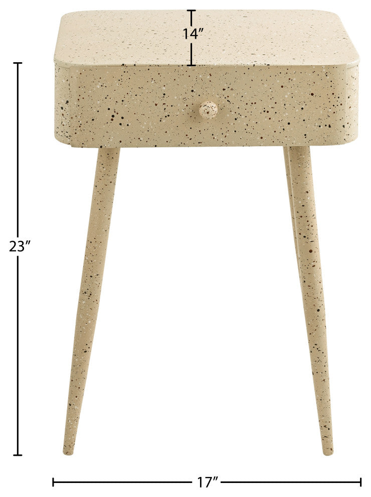 Rylan Iron Night Stand, Beige, Terrazzo