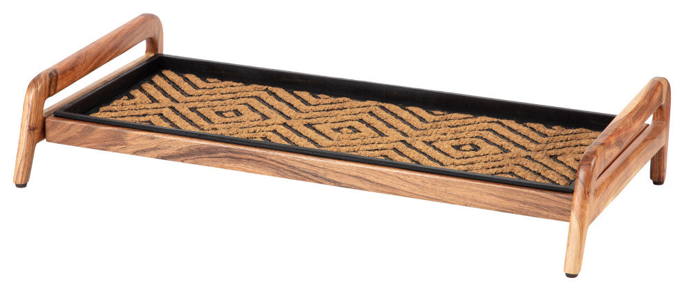 Single-Tier Natural Stand With 3-Pair Rubber Boot Tray Galapagos