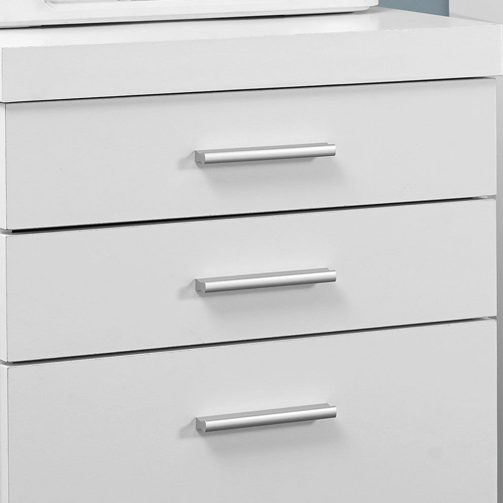 17.75" X 18.25" X 25.25" White Black Particle Board 3 Drawers  Filing Cabinet