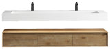 Alysa 72" Floating Bath Vanity, Acrylic Sink/Double Faucet Hole, White Oak