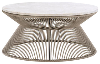 Biscayne Rope Cocktail Table With Travertine Top