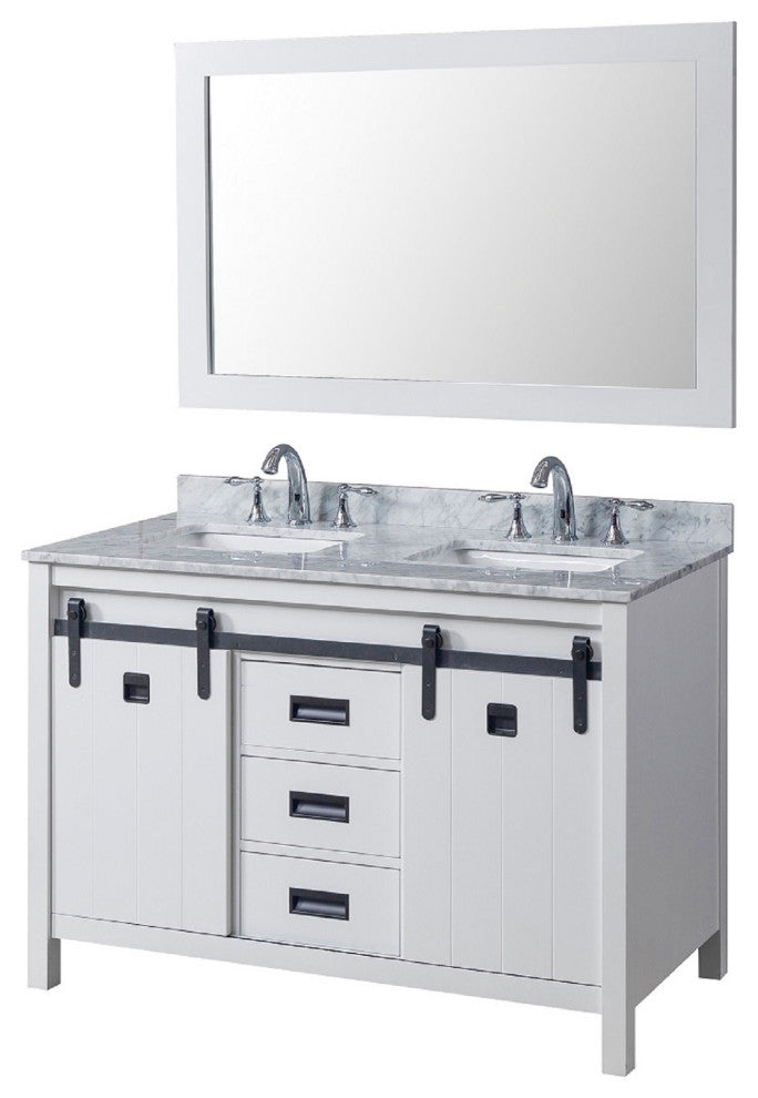 48" Davinci Bath Vanity, White and Mirror