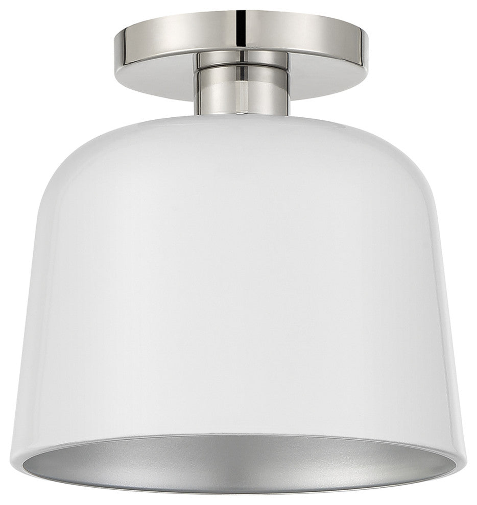Savoy House Meridian 1-Light Ceiling Light M60067WHPN, White With Nickel