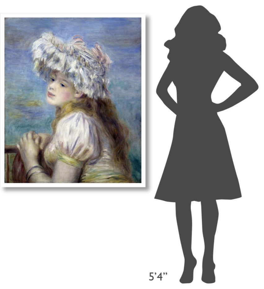 "Young Girl in a Lace Hat" Digital Paper Print by Pierre-Auguste Renoir, 35"x42"