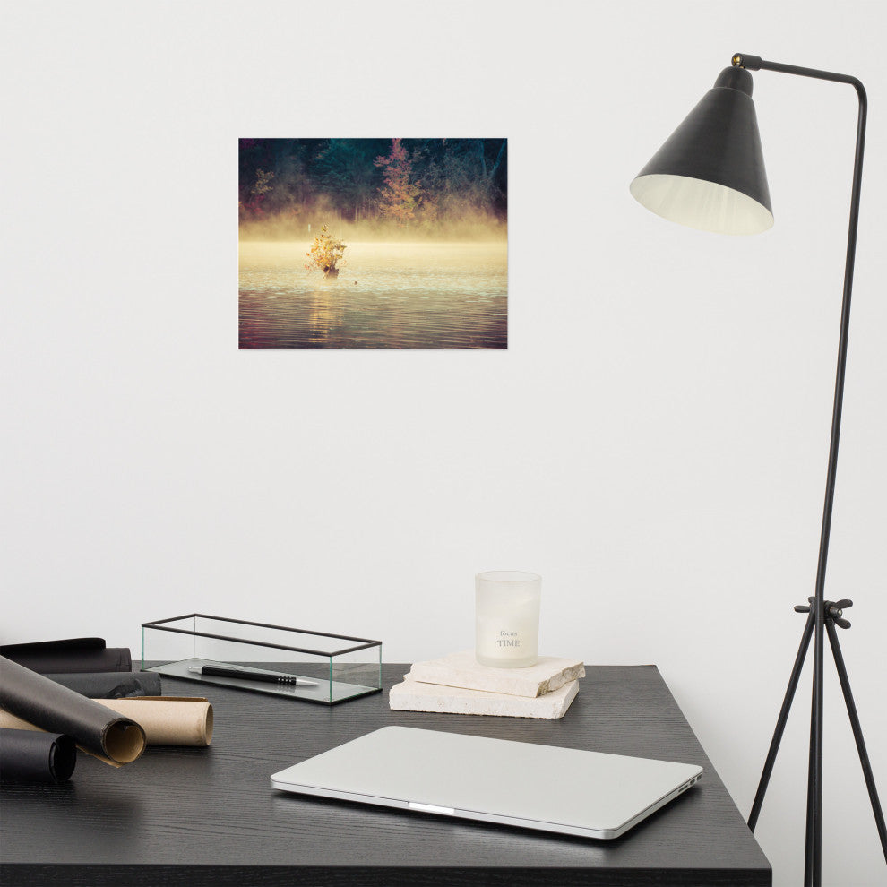 Golden Mist on Waples Pond Landscape Photo Unframed Wall Art Print, 11" X 14"