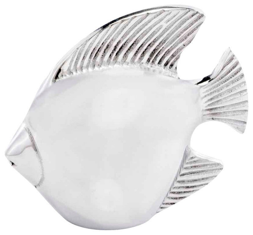 Fish Figurine Sculpture, Shiny Aluminum