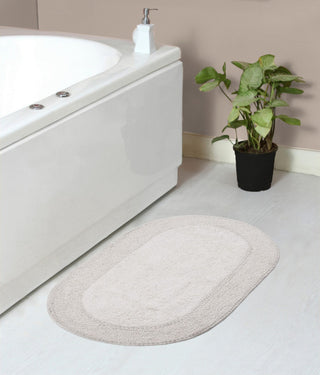 Double Ruffle Collection Bath Rugs Set, 21x34 Rectangle, Ivory