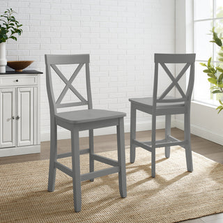 X-Back 2Pc Counter Stool Set Gray 2 Stools