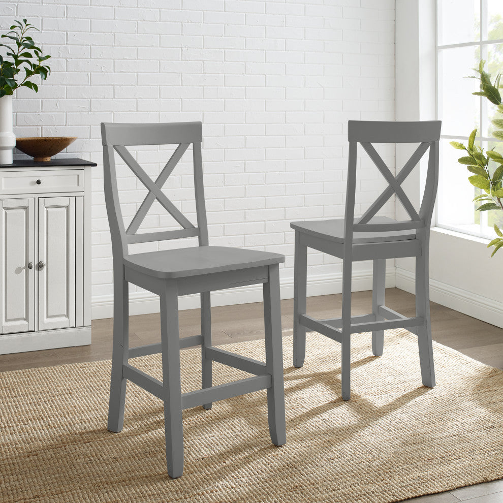 X-Back 2Pc Counter Stool Set Gray 2 Stools