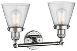 Small Cone 2-Light Bath Fixture, Seedy Glass, Polished Chrome