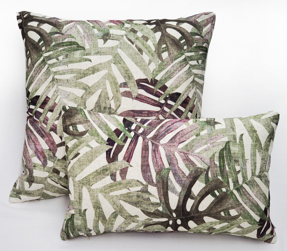 Pattaya Purple Palm Throw Pillow 20x20, with Polyfill Insert