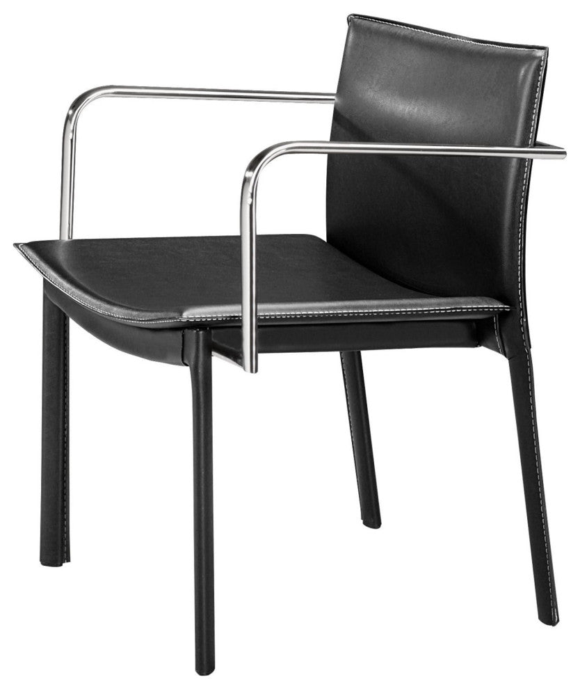 Office Chair, Set of 2, Faux Vinyl Leather, Steel, Black, Chrome, Home Business
