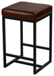 Bare Decor Cognac Backless Counter Stool, Genuine 100% Leather, Brown