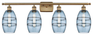 Ballston-Vaz 4-Light 36" Bath Vanity Light, Brushed Brass, Princess Blue