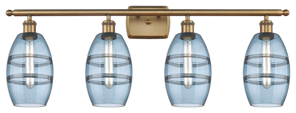 Ballston-Vaz 4-Light 36" Bath Vanity Light, Brushed Brass, Princess Blue