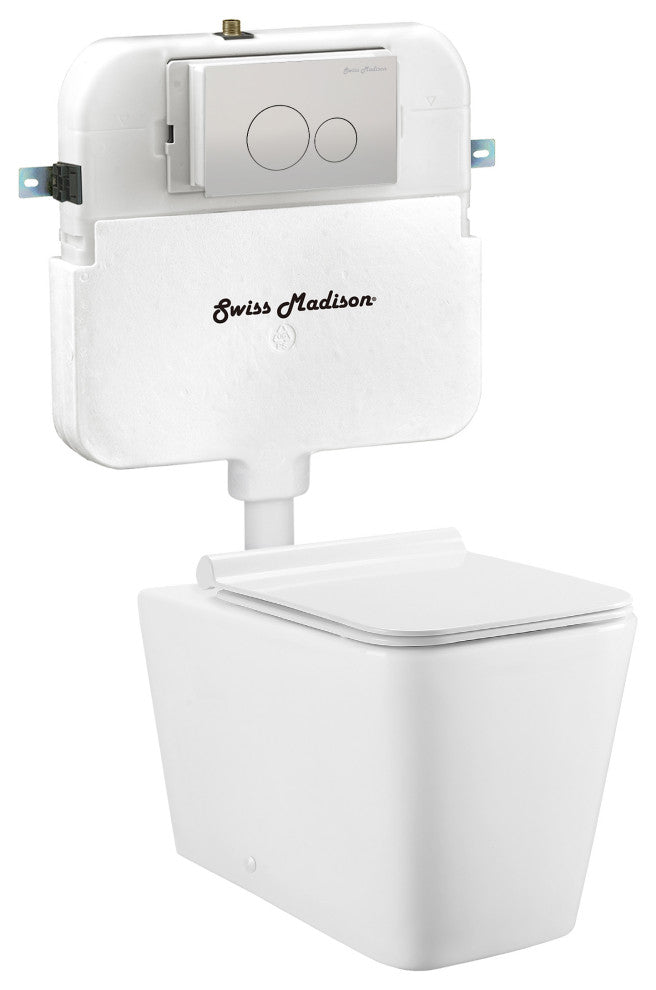 Concorde Back to Wall Concealed Tank Toilet Bowl Bundle, Glossy White