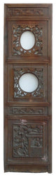 Chinese Flowers Open Carving Wood Panel Decor