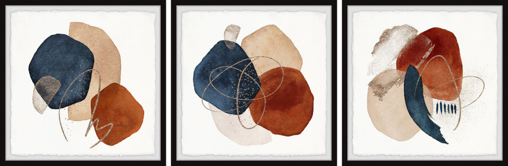 Sapphires and Rubies Triptych, 3-Piece Set, 32x32 Panels
