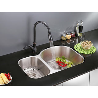 Ruvati RVM4605 Undermount 16 Gauge 34" Right Configuration Double Kitchen Sink