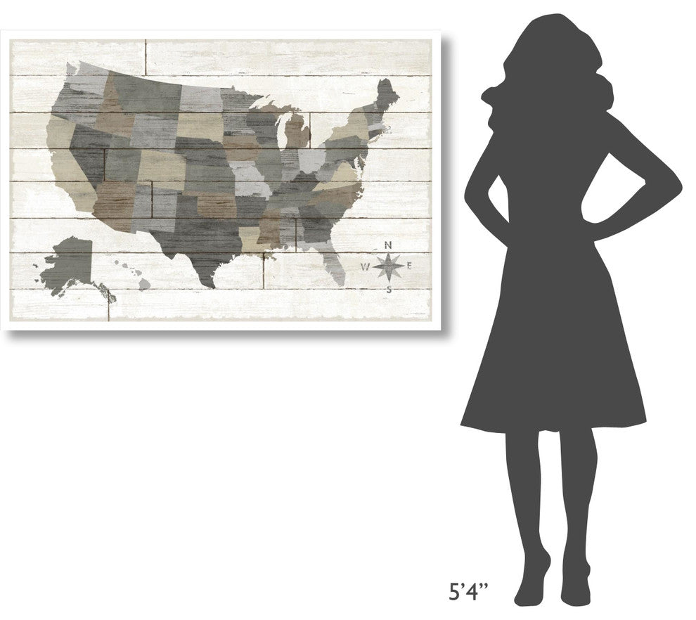 "Barnboard Map Neutral no Words" Digital Paper Print by Sue Schlabach, 50"x34"