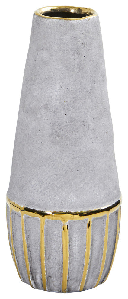 10" Regal Stone Decorative Vase With Gold Accents