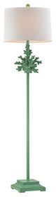 1-Light Coral Floor Lamp Spearmint White Linen Shade