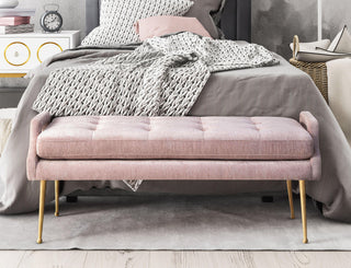 TOV Furniture Eileen Slub Velvet Blush Bench
