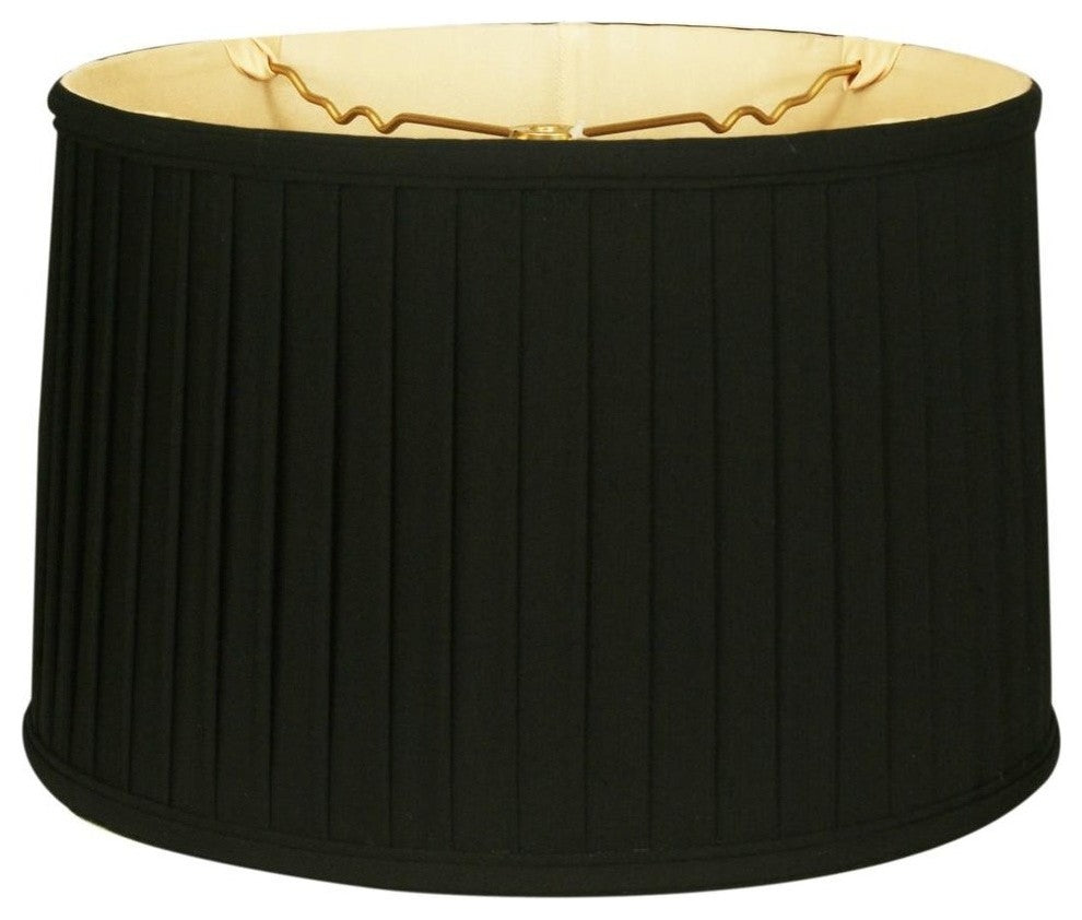 Shallow Drum Side Pleat Basic Lampshade, Black
