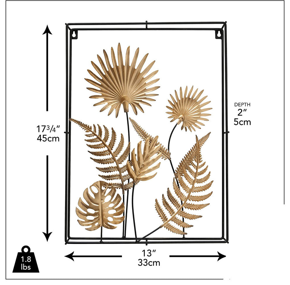 Abstract Ferns Golden Gilt Wall Sculpture, 17"