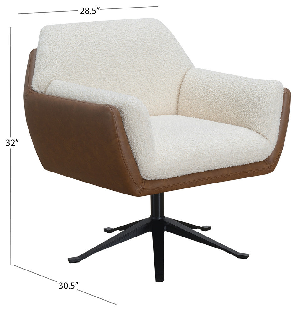 Sterling Two-Toned Swivel Accent Chair With Auto-Return Base, Brown