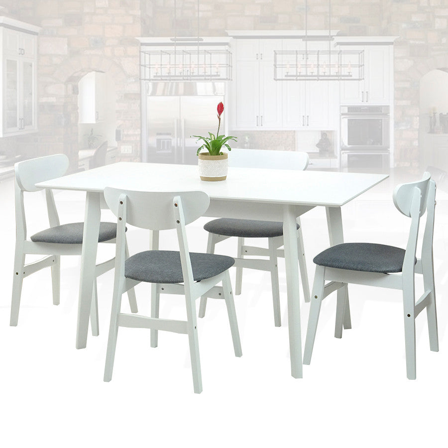 Extendable Rectangular Dining Room Table Modern Solid Wood, White