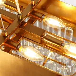 LNC Icarium 10-Light 37" Modern Rectangle Crystal Kitchen Island Light, Brass