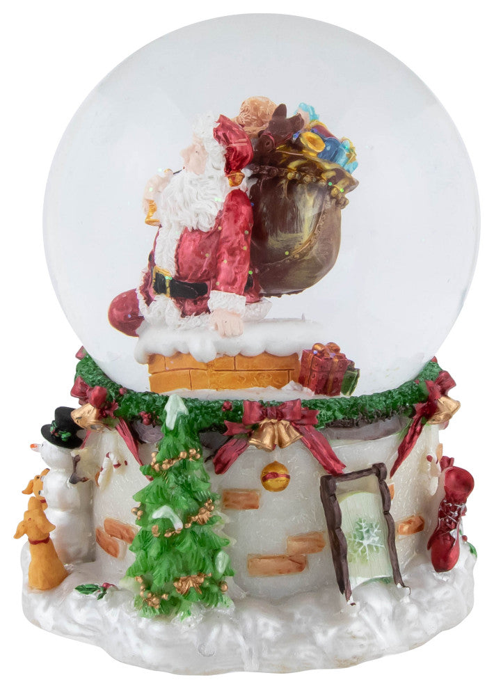 7" Musical Santa Claus, Chimney Christmas Snow Globe