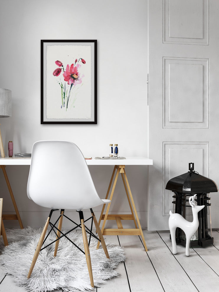 "Blooming Pink Smudge" Framed Painting Print, 16"x24"