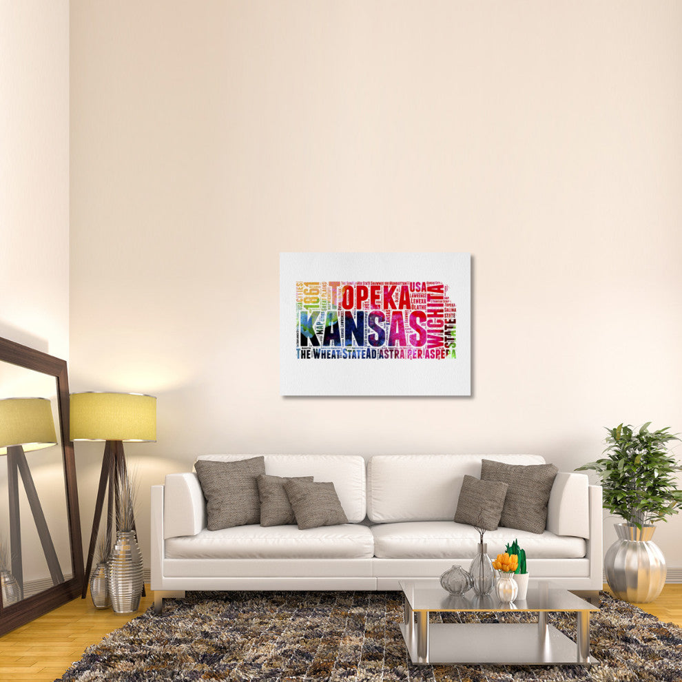 "Kansas Watercolor Word Cloud" Fine Art Print