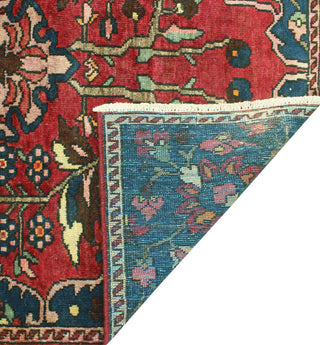 Fine Vintage Distressed Oakley Red/Navy Runner, 3'10 x 8'9