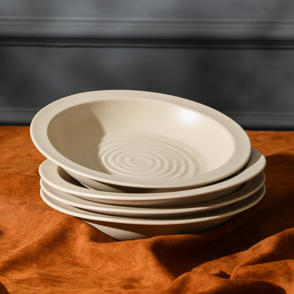 Stone Lain Orbit Stoneware Pasta Bowl Set of 4, Beige