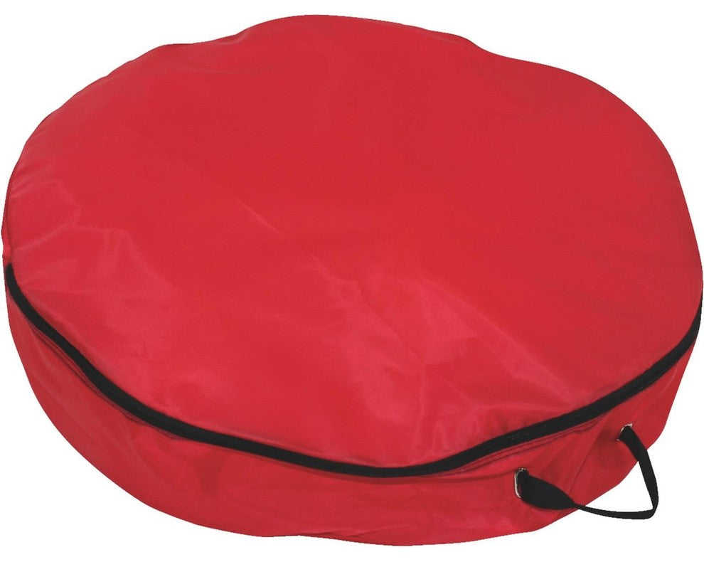 24" Red and Black Christmas Wreath Storage Bag With Handles