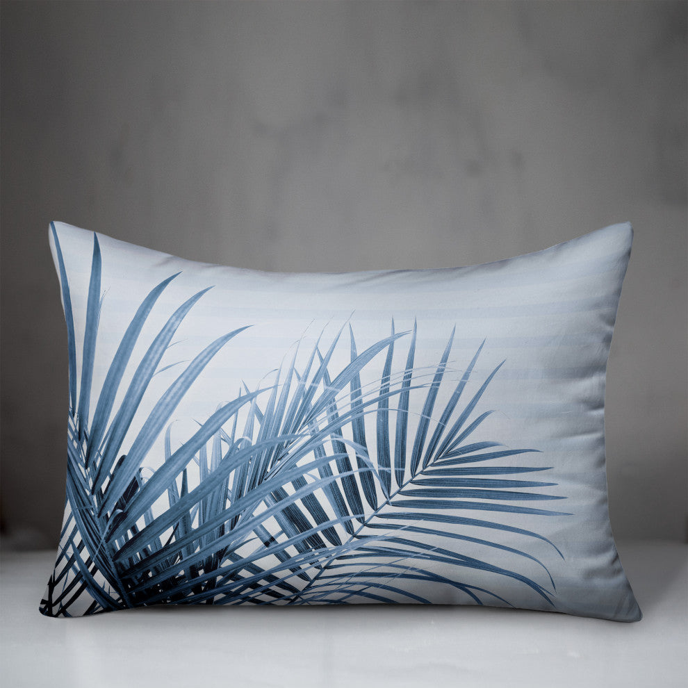 Striped Blue Palms 14x20 Spun Poly Pillow
