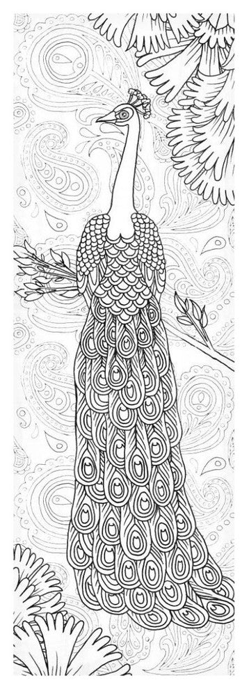 "Boho Peacocks II" Digital Paper Print by Elyse DeNeige, 26"x74"