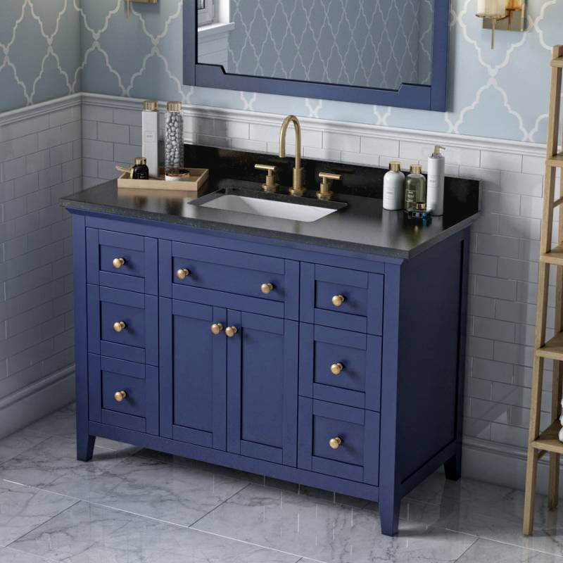 Chatham Traditional 48" Hale Blue Single Sink Vanity, Black Granite Vanity Top