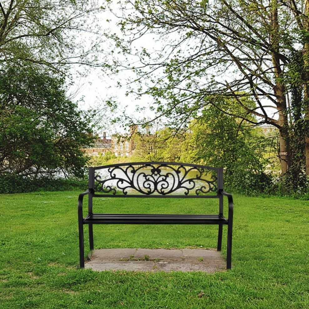 Patio Park Garden Bench Outdoor Metal Benches