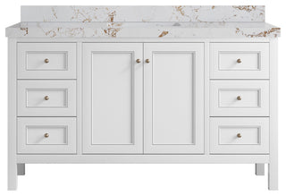 Nashville 60" Single Bathroom Vanity, White 2" Viola Gold