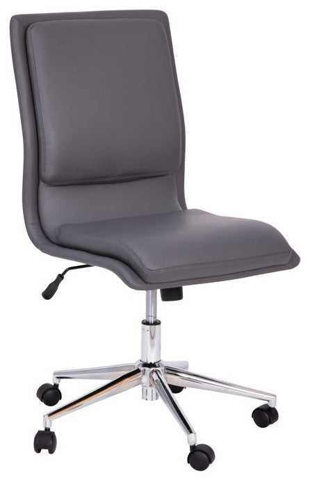 Office Chair, Chrome Base With Comfortable Faux Leather Seat & Mid Back, Gray