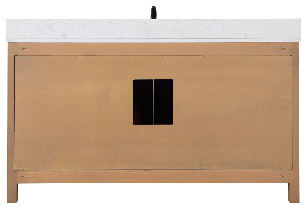 Hadiya Brown Pine Bathroom Vanity Set, 60s", Without Mirror