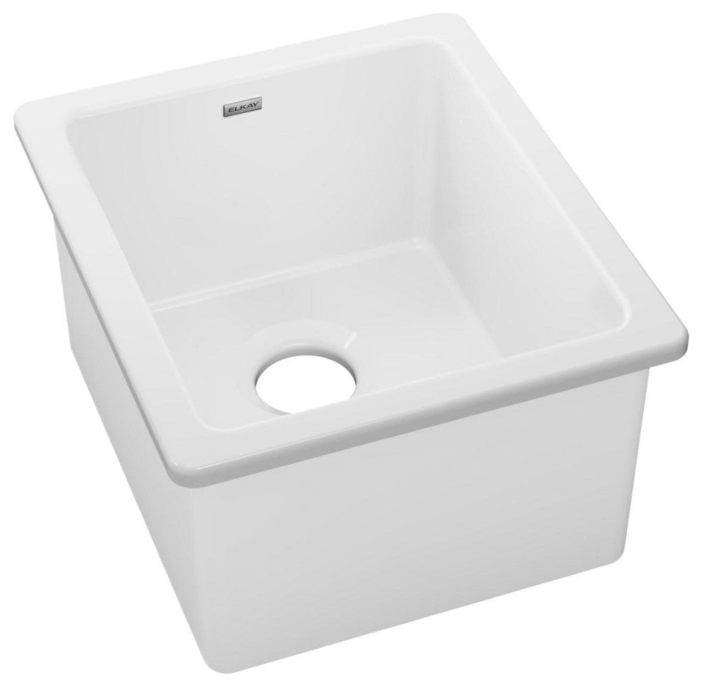 SWU1517WH Elkay Fireclay 16-7/16" Undermount Bar Sink, White