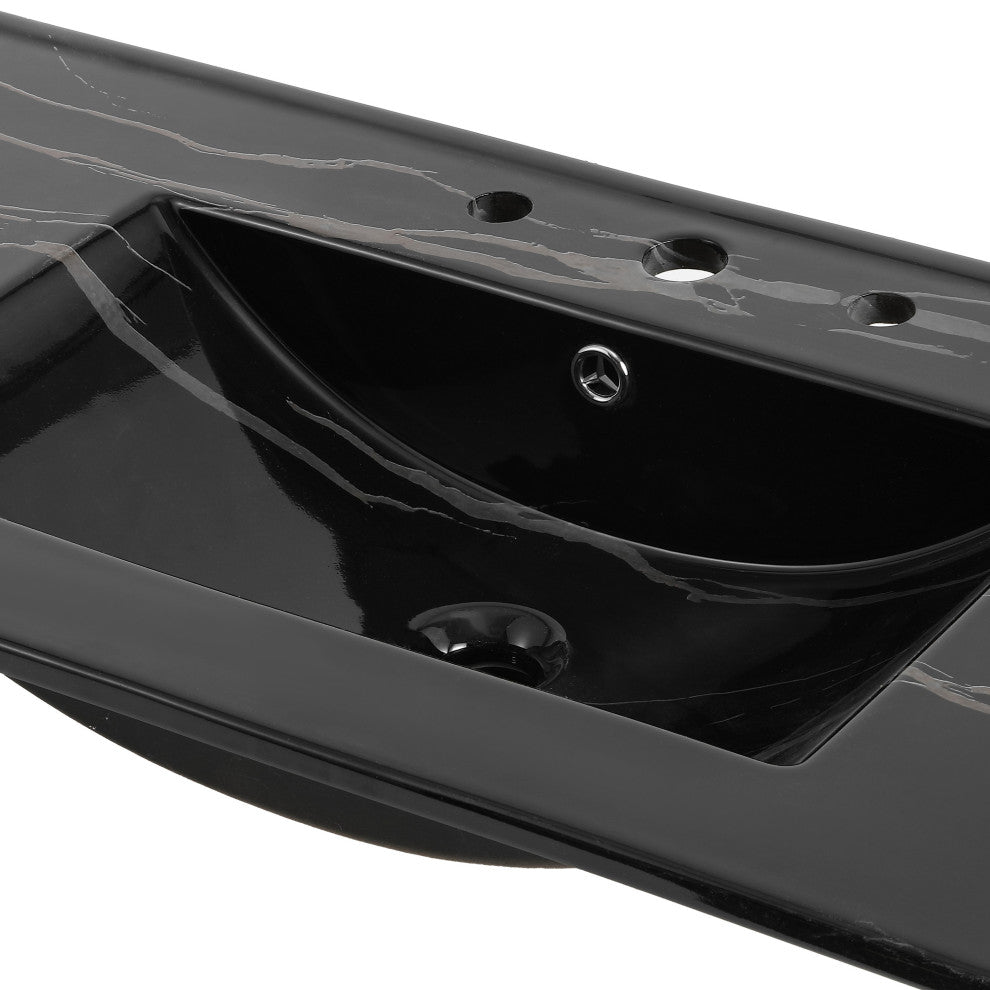 Ancillary 3-Hole Contemporary Rectangular Ceramic Single Sink Basin Vanity Top