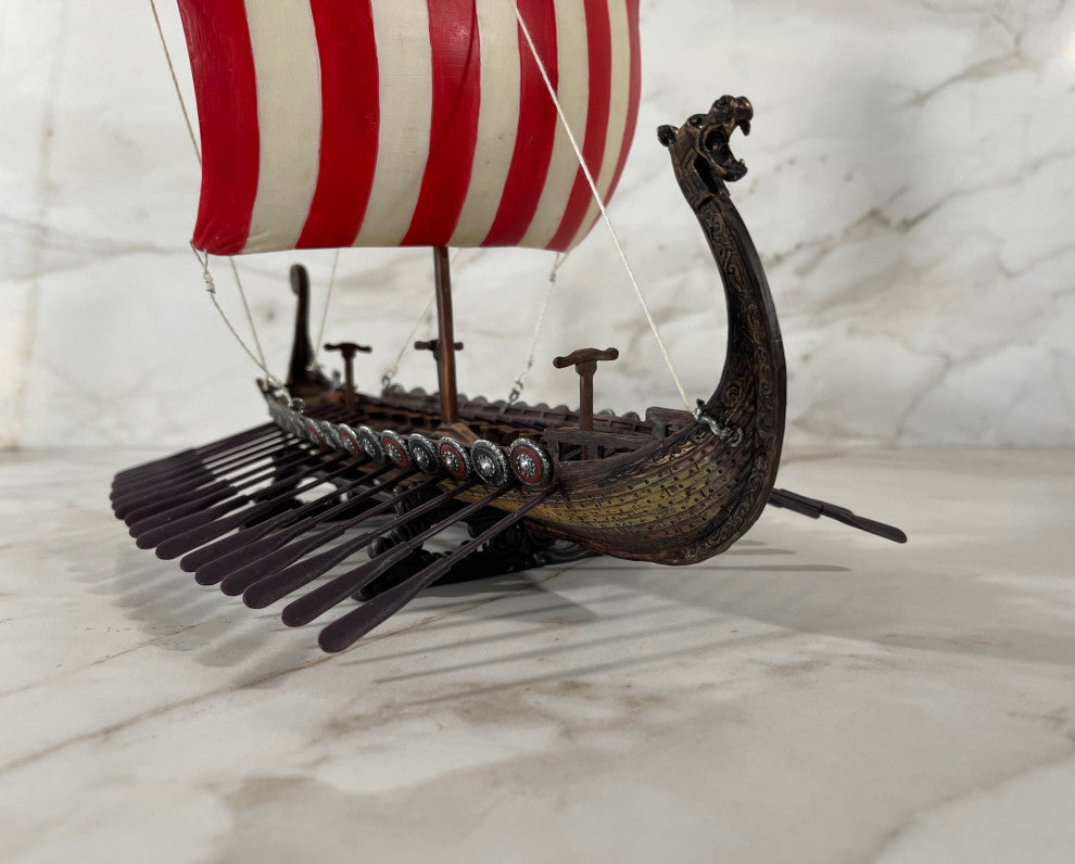 Viking Warrior Ship Art Sculpture