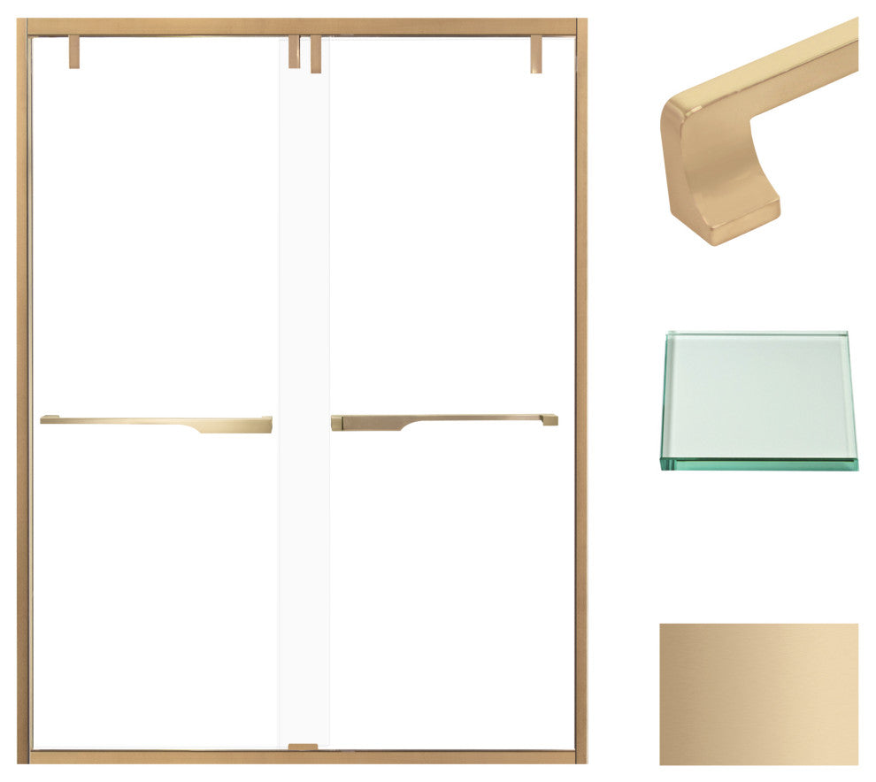 Eden 56-60" W x 80" H Shower Door, Clear Glass, Champagne Bronze, Justin