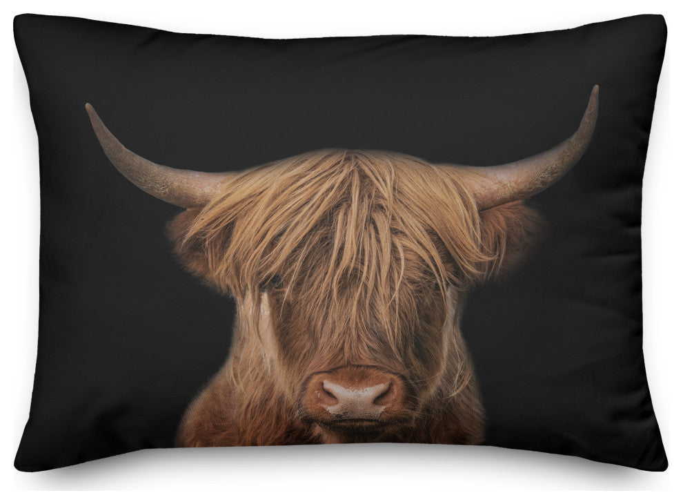 Moody Highland Cow 14"x20" Spun Poly Pillow
